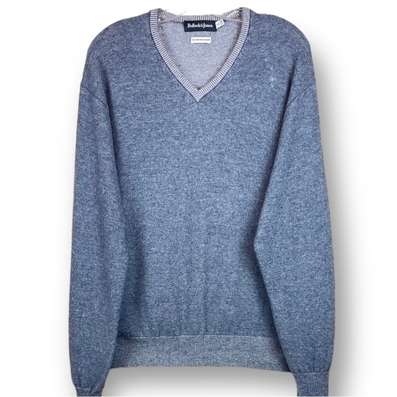 BULLOCK & JONNES 4-Ply Pure Cashmere V-Neck Sweater Pullover In Gray Size XXL - Picture 3 of 9